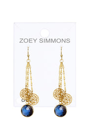 London Blue Crystal Chandelier Earrings In Gold - GF