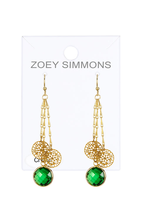 Emerald Crystal Chandelier Earrings In Gold - GF