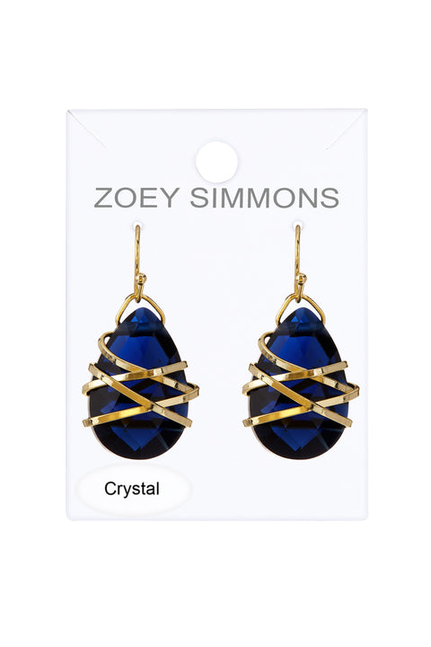 London Blue Crystal Wrapped Earrings In Gold - GF