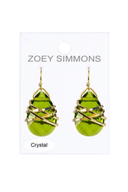 Peridot Crystal Wrapped Earrings In Gold - GF