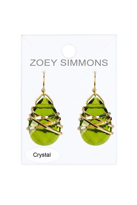 Peridot Crystal Wrapped Earrings In Gold - GF