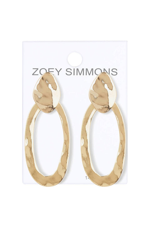 Irregular Oval Hanging Post Earrings - GF
