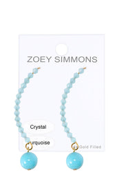 Turquoise & Austrian Crystal Cascade Earrings - BR