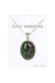 Ruby Zoisite Oval Pendant Necklace - SF