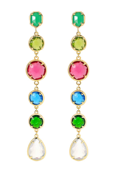 Moonstone Crystal & Mixed Crystal Drop Earrings - GF