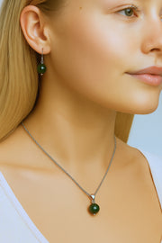 Sterling Silver Natural Hetian Jade Bead Necklace - SS