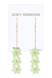 Green Austrian Crystal Flower Bloom Drop Earrings - GF
