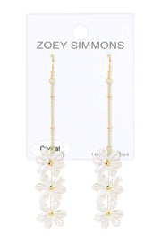 Clear Austrian Crystal Flower Bloom Drop Earrings - GF