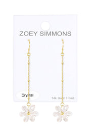 Clear Austrian Crystal Flower Bloom Dangle Earrings - GF