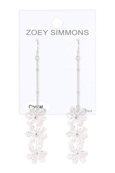 Clear Austrian Crystal Flower Bloom Drop Earrings - SF
