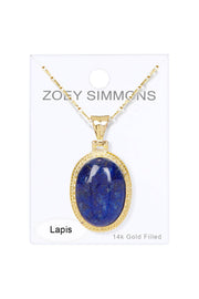 Lapis Oval Pendant Necklace - GF