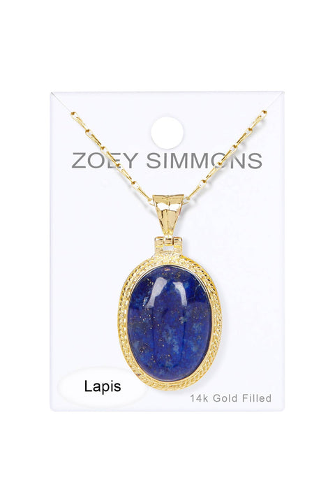 Lapis Oval Pendant Necklace - GF