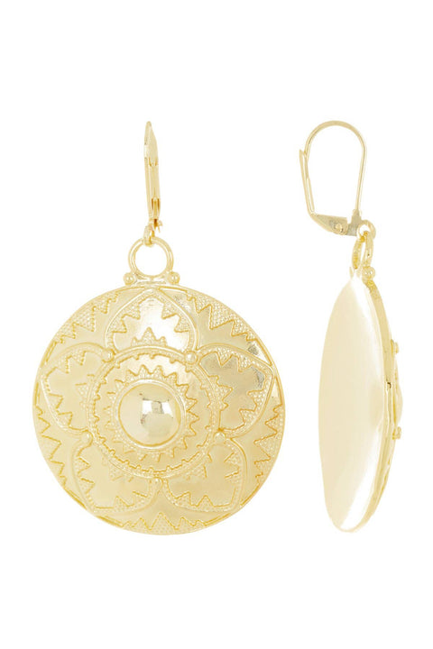 Mandala Disc Drop Earrings - GF