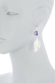 Amethyst & Pearl Leaf Drop Earrings - SF