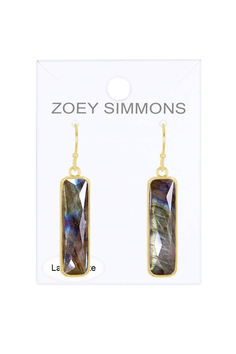 Labradorite Rectangle Drop Earrings - GF