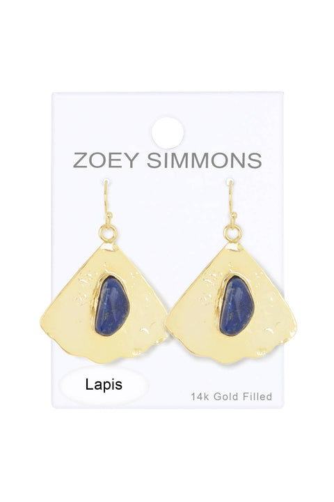 Lapis & Hand Struck Fan Earrings - GF
