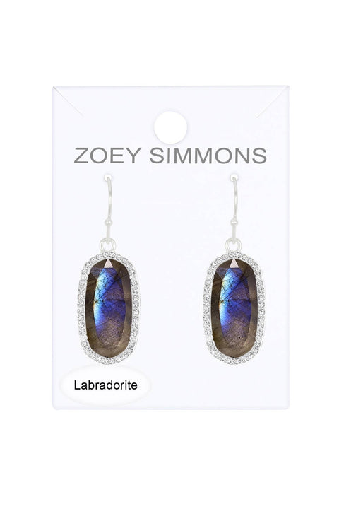 Labradorite Halo Drop Earrings - SF