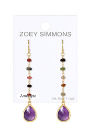 Amethyst & Mixed Stone Drop Earrings - GF
