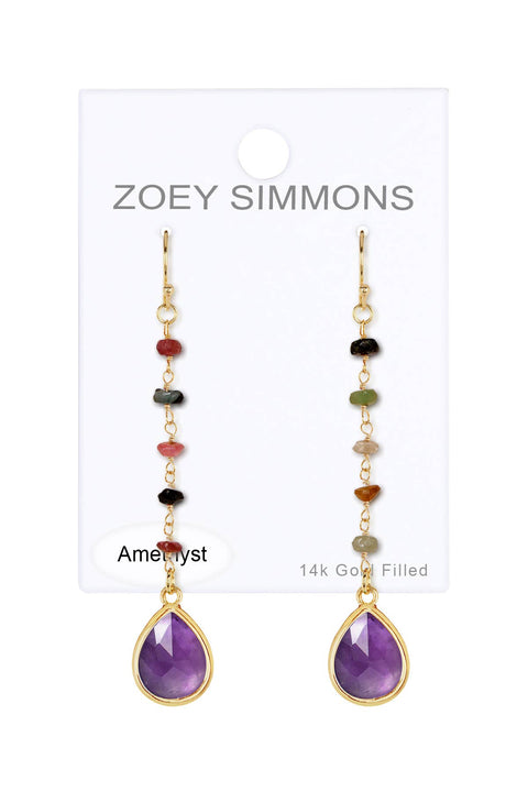 Amethyst & Mixed Stone Drop Earrings - GF