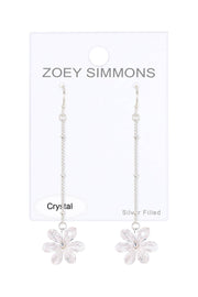 Clear Austrian Crystal Flower Bloom Dangle Earrings - SF