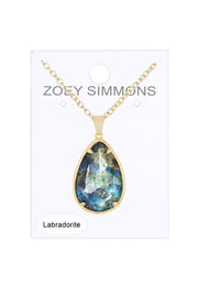 Labradorite Pear Cut Pendant Necklace - GF