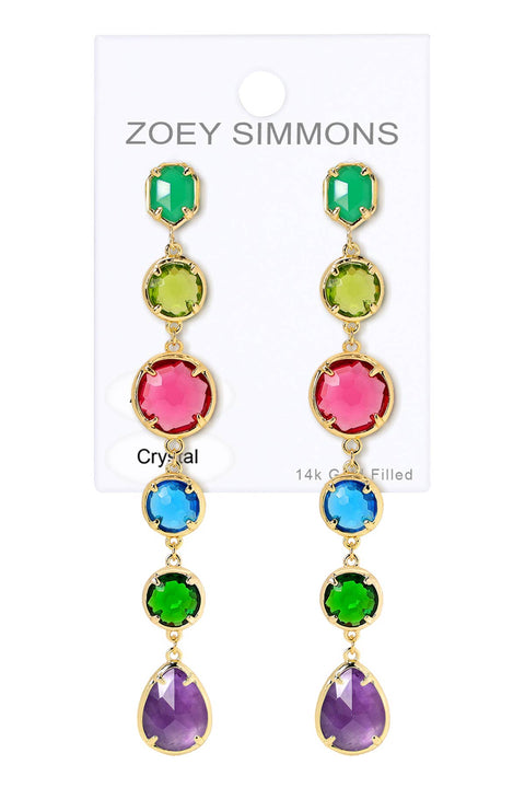 Amethyst & Mixed Crystal Drop Earrings - GF