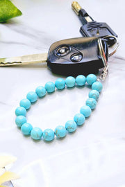 Stabilized Turquoise 8mm Mala Beads Keychain - SF/GF