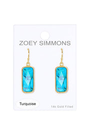Turquoise Fancy Cut Rectangle Earrings - GF