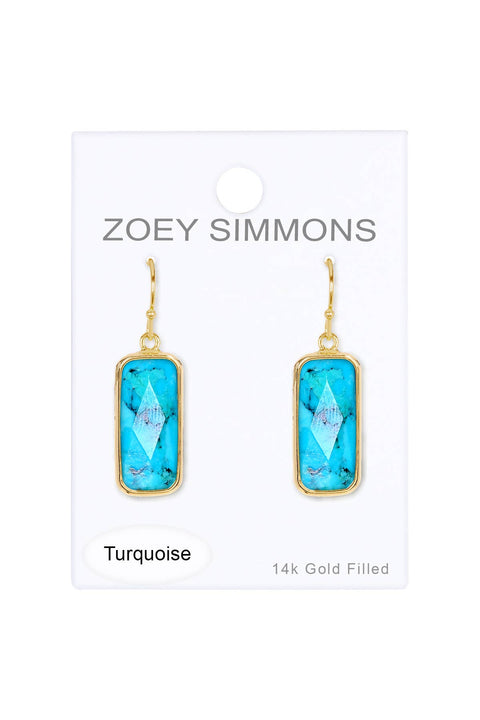 Turquoise Fancy Cut Rectangle Earrings - GF