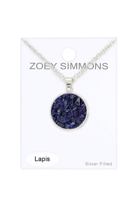 Lapis Round Shaped Pendant Necklace - SF