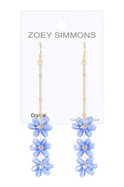 Tanzanite Austrian Crystal Flower Bloom Drop Earrings - GF