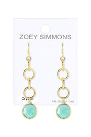 Amazonite Crystal & Interlocking Circle Drop Earrings - GF