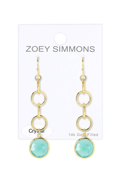 Amazonite Crystal & Interlocking Circle Drop Earrings - GF