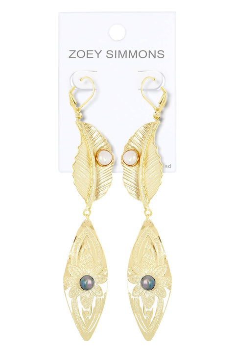 Freshwater Pearl & Leaf Statement Earrings - GF