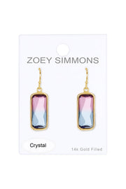 Dyed Quartz Rectangle Drop Earrings In Gold - GF