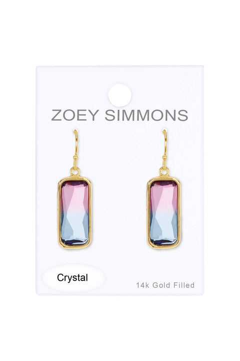 Dyed Quartz Rectangle Drop Earrings In Gold - GF