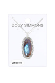 Labradorite Halo Pendant Necklace - SF