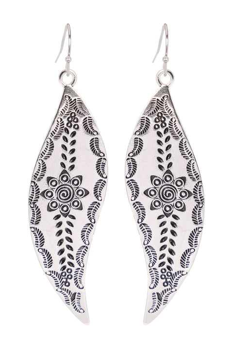 Hammered Flower Blossom Drop Earrings - SF