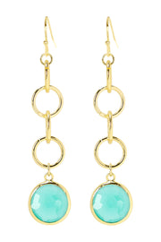 Amazonite Crystal & Interlocking Circle Drop Earrings - GF