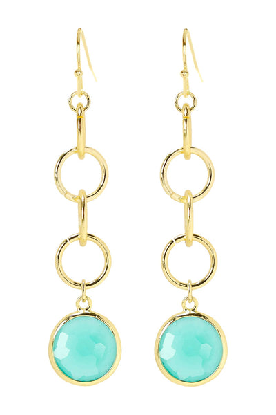 Amazonite Crystal & Interlocking Circle Drop Earrings - GF