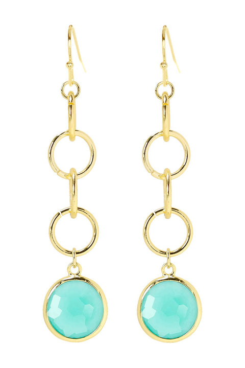 Amazonite Crystal & Interlocking Circle Drop Earrings - GF