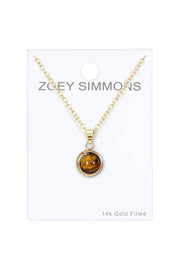 Tiger's Eye Planet Pendant Necklace - GF