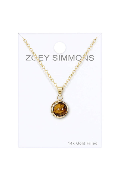 Tiger's Eye Planet Pendant Necklace - GF