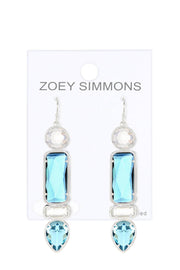 Sky Blue & Moonstone Crystal Drop Earrings - SF
