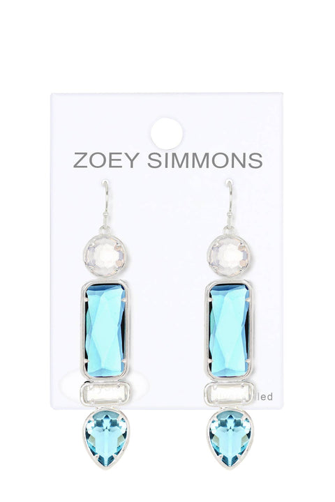 Sky Blue & Moonstone Crystal Drop Earrings - SF