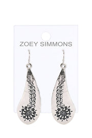 Hammered Flower Blossom Drop Earrings - SF
