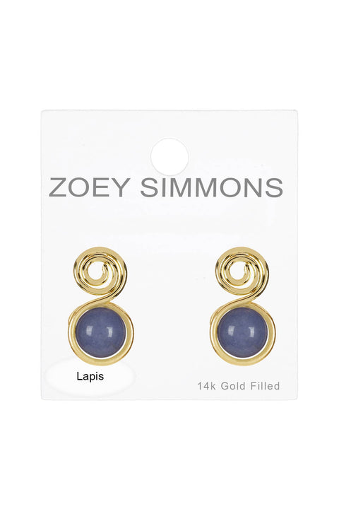 Lapis Spiral Stud Earrings In Gold - GF