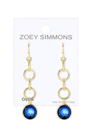London Blue Crystal & Interlocking Circle Drop Earrings - GF