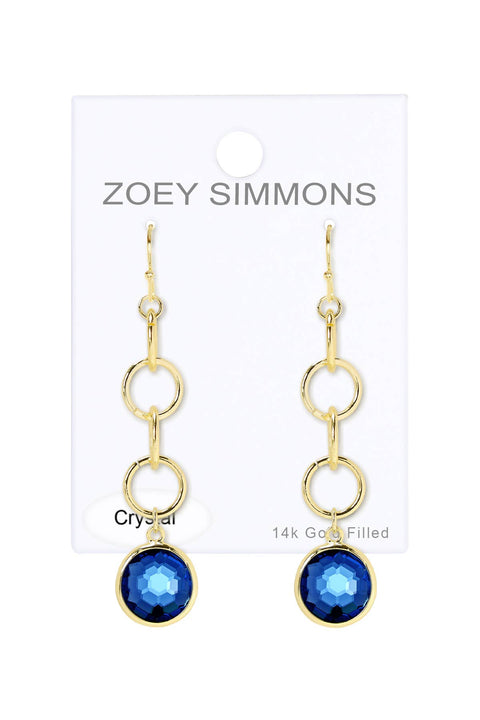 London Blue Crystal & Interlocking Circle Drop Earrings - GF