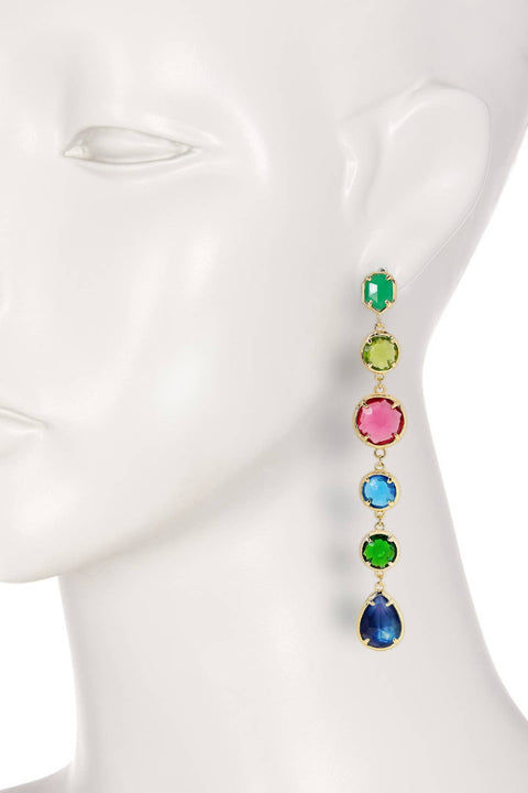 Labradorite Doublet & Mixed Crystal Drop Earrings - GF